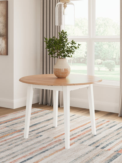 Bradenton Furniture Outlet - Ashley Furniture - Gesthaven Dining Room - Round DRM Drop Leaf Table / Natural/White - D398-15