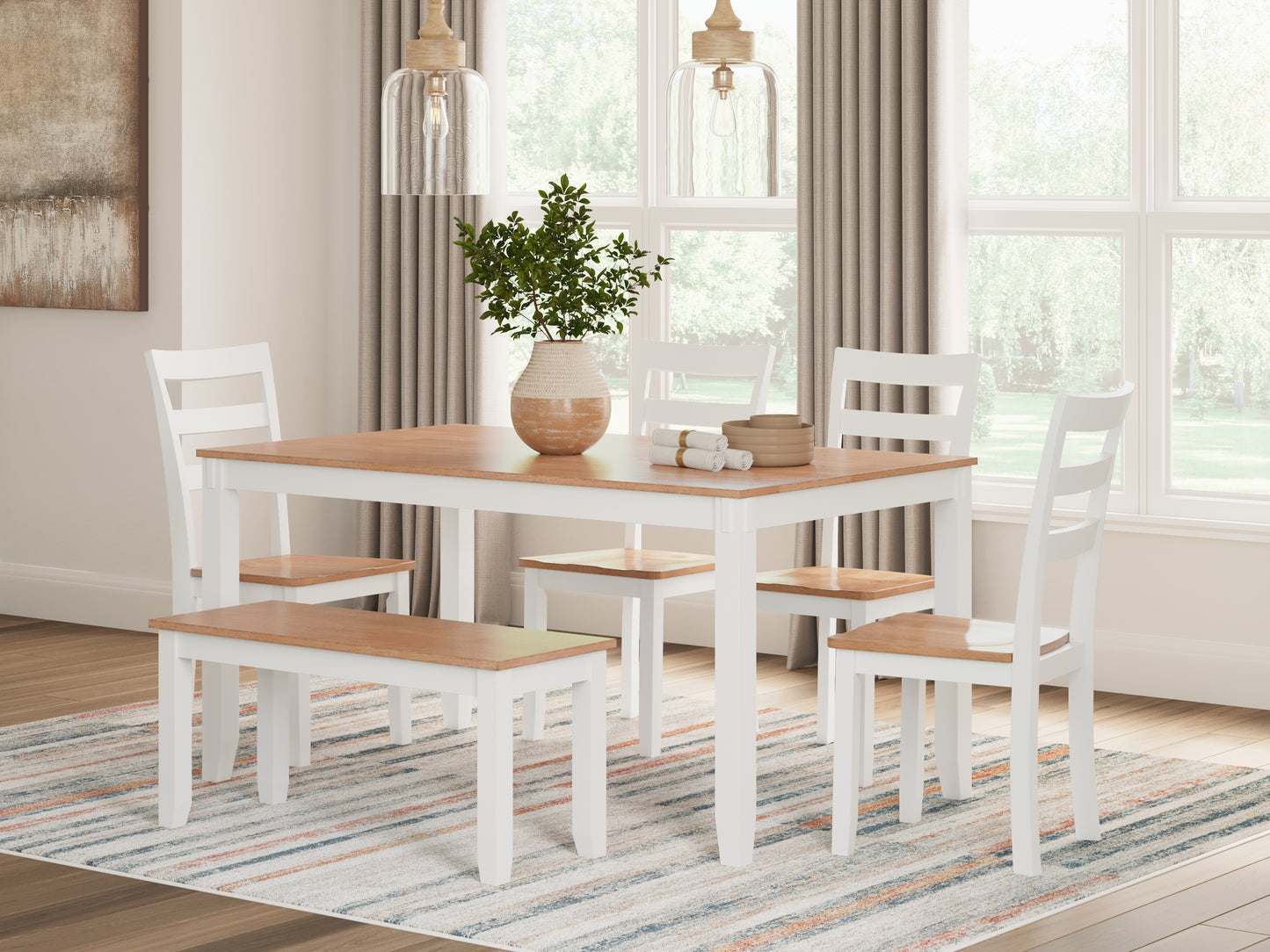 Bradenton Furniture Outlet - Ashley Furniture - Gesthaven Dining Room - Dining Room Table Set (6/CN) / Natural/White - D398-325