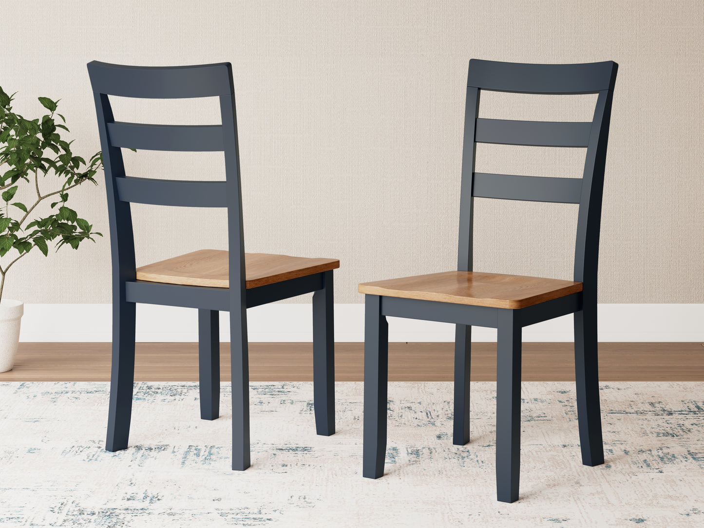 Bradenton Furniture Outlet - Ashley Furniture - Gesthaven Dining Room - Dining Chair (Set of 2) / Natural/Blue - D399-01X2
