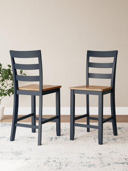 Bradenton Furniture Outlet - Ashley Furniture - Gesthaven Dining Room - Counter Height Barstool (Set of 2) / Natural/Blue - D399-124X2