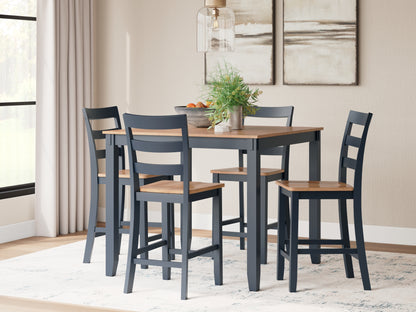 Bradenton Furniture Outlet - Ashley Furniture - Gesthaven Dining Room - DRM Counter Table Set (5/CN) / Natural/Blue - D399-223