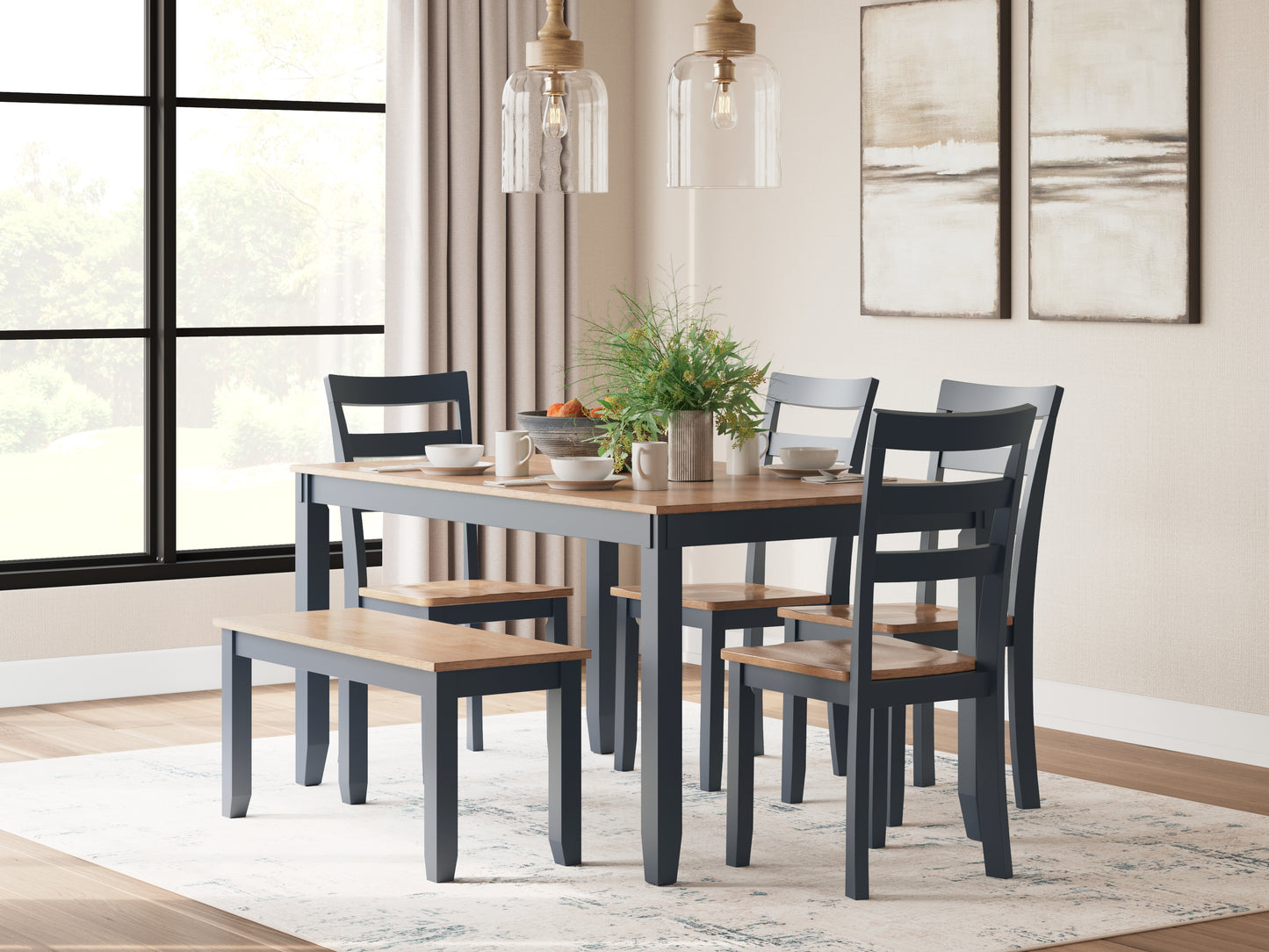 Bradenton Furniture Outlet - Ashley Furniture - Gesthaven Dining Room - Dining Room Table Set (6/CN) / Natural/Blue - D399-325