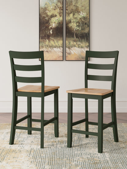 Bradenton Furniture Outlet - Ashley Furniture - Gesthaven Dining Room - Counter Height Barstool (Set of 2) / Natural/Green - D401-124X2