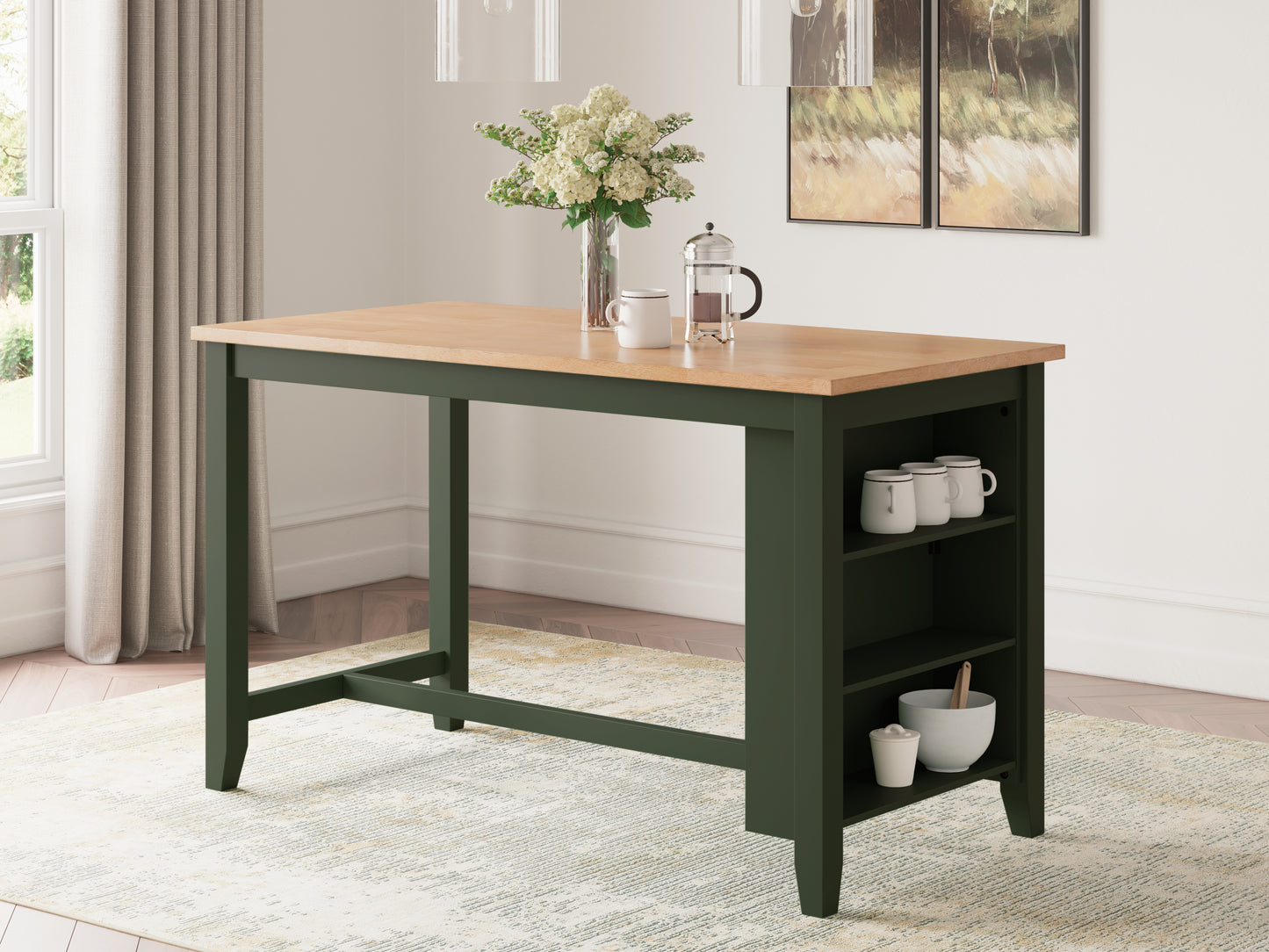 Bradenton Furniture Outlet - Ashley Furniture - Gesthaven Dining Room - RECT Dining Room Counter Table / Natural/Green - D401-13