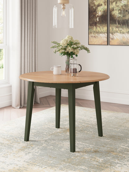 Bradenton Furniture Outlet - Ashley Furniture - Gesthaven Dining Room - Round DRM Drop Leaf Table / Natural/Green - D401-15