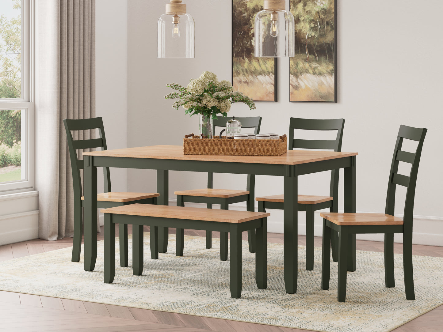 Bradenton Furniture Outlet - Ashley Furniture - Gesthaven Dining Room - Dining Room Table Set (6/CN) / Natural/Green - D401-325