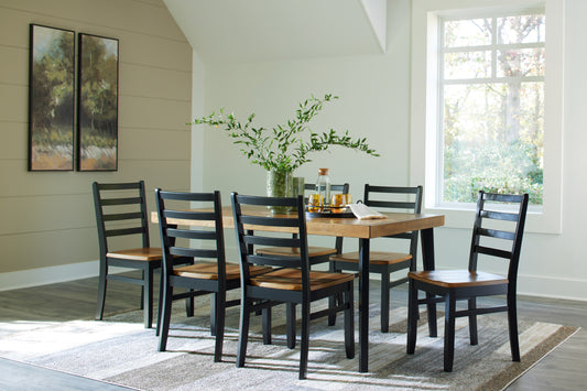 Bradenton Furniture Outlet - Ashley Furniture - Blondon Dining Room - RECT DRM Table Set (7/CN) / Brown/Black - D413-425
