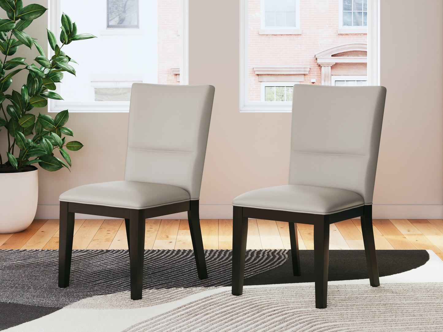 Bradenton Furniture Outlet - Ashley Furniture - Glinari Dining Room - Dining Chair  (Set of 2) / Taupe/Black - D476-01X2