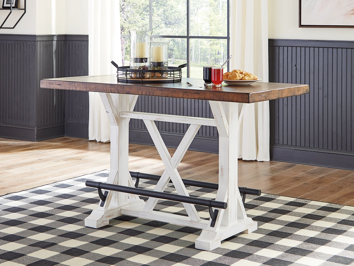 Bradenton Furniture Outlet - Ashley Furniture - Valebeck Dining Room - RECT Dining Room Counter Table / White/Brown - D546-13