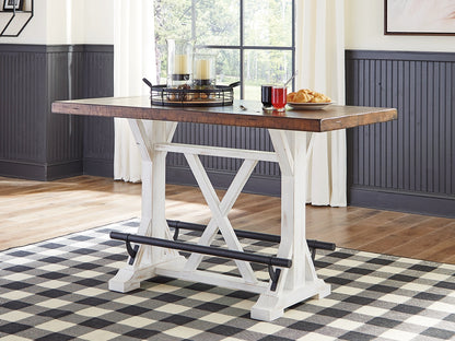 Bradenton Furniture Outlet - Ashley Furniture - Valebeck Dining Room - RECT Dining Room Counter Table / White/Brown - D546-13