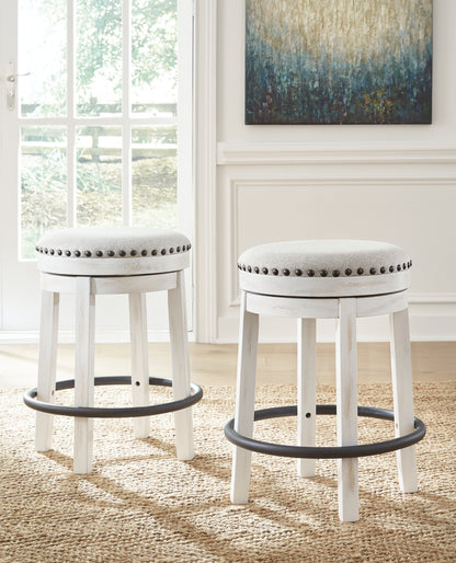 Bradenton Furniture Outlet - Ashley Furniture - Valebeck Dining Room - UPH Swivel Stool (1/CN) / White/Black - D546-324