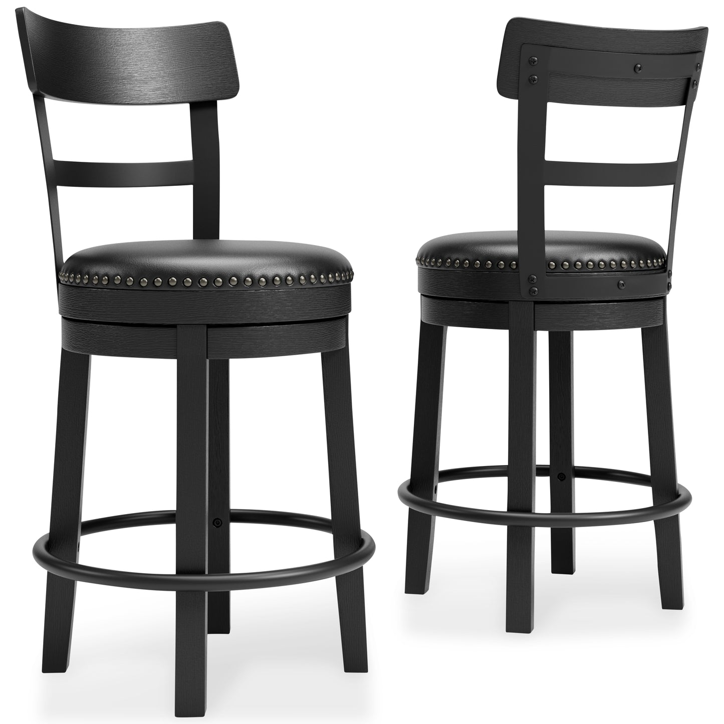 Bradenton Furniture Outlet - Ashley Furniture - Valebeck Dining Room - UPH Swivel Barstool (1/CN) / Black - D546-624