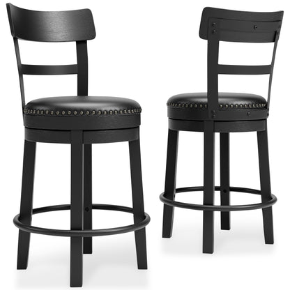 Bradenton Furniture Outlet - Ashley Furniture - Valebeck Dining Room - UPH Swivel Barstool (1/CN) / Black - D546-624