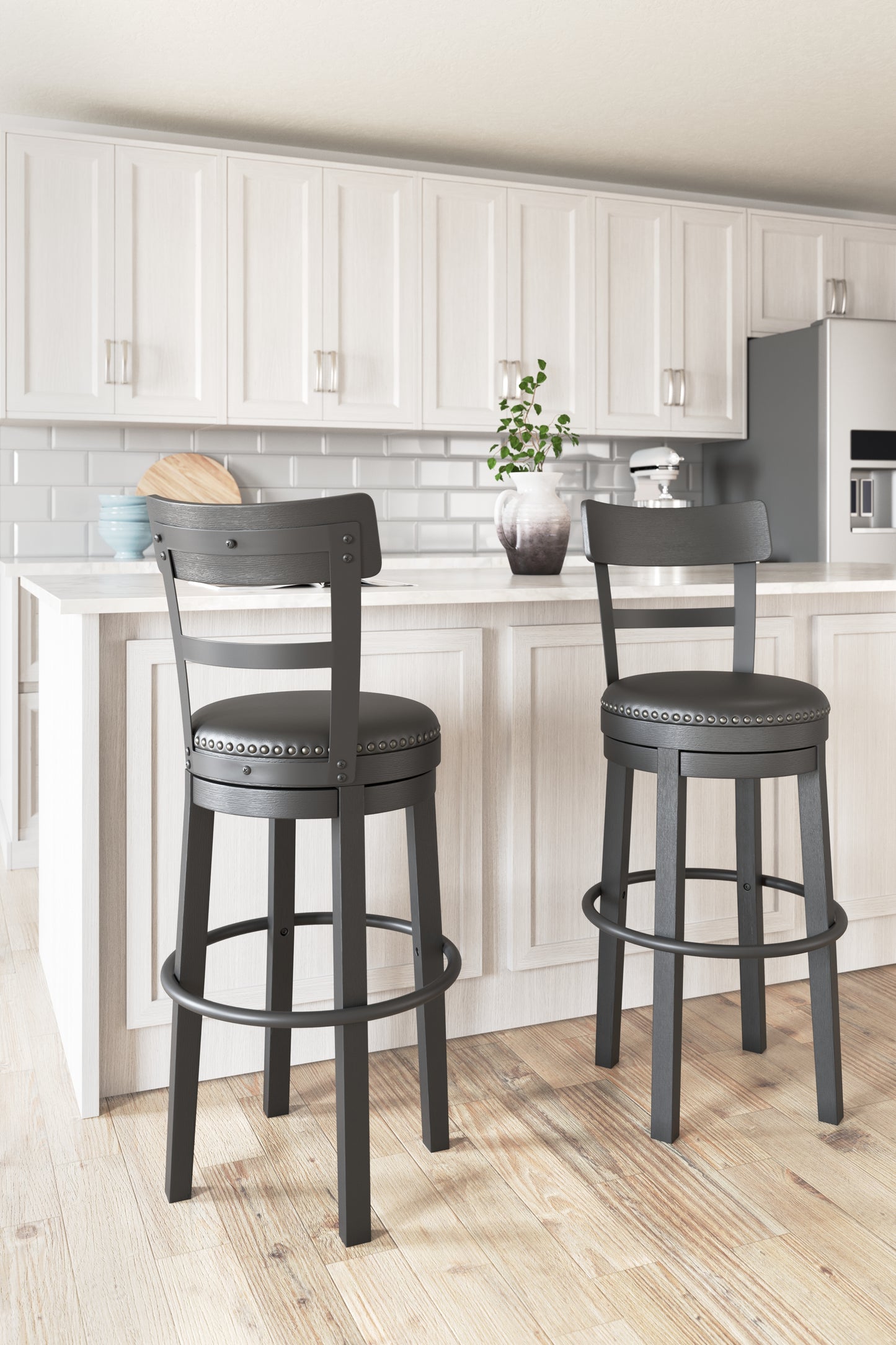 Bradenton Furniture Outlet - Ashley Furniture - Valebeck Dining Room - Bar Height Bar Stool (Set of 2) / Multi - D546-630X2