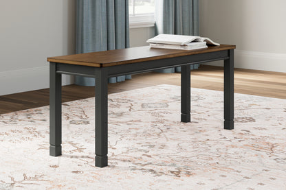 Bradenton Furniture Outlet - Ashley Furniture - Owingsville Dining Room - Large Dining Room Bench / Black/Brown / 42"W x 14"D x 18"H - D580-00