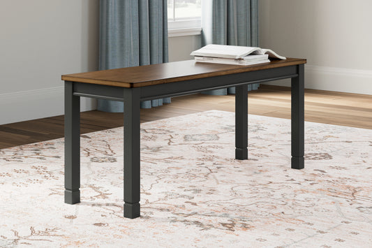 Bradenton Furniture Outlet - Ashley Furniture - Owingsville Dining Room - Large Dining Room Bench / Black/Brown / 42"W x 14"D x 18"H - D580-00