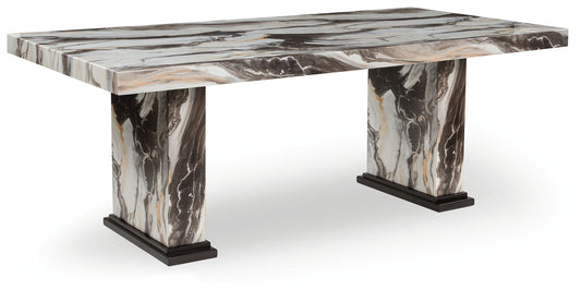 Bradenton Furniture Outlet - Ashley Furniture - Jeshina Dining Table - Dining Table / Dark Brown/Beige - PCD581D4