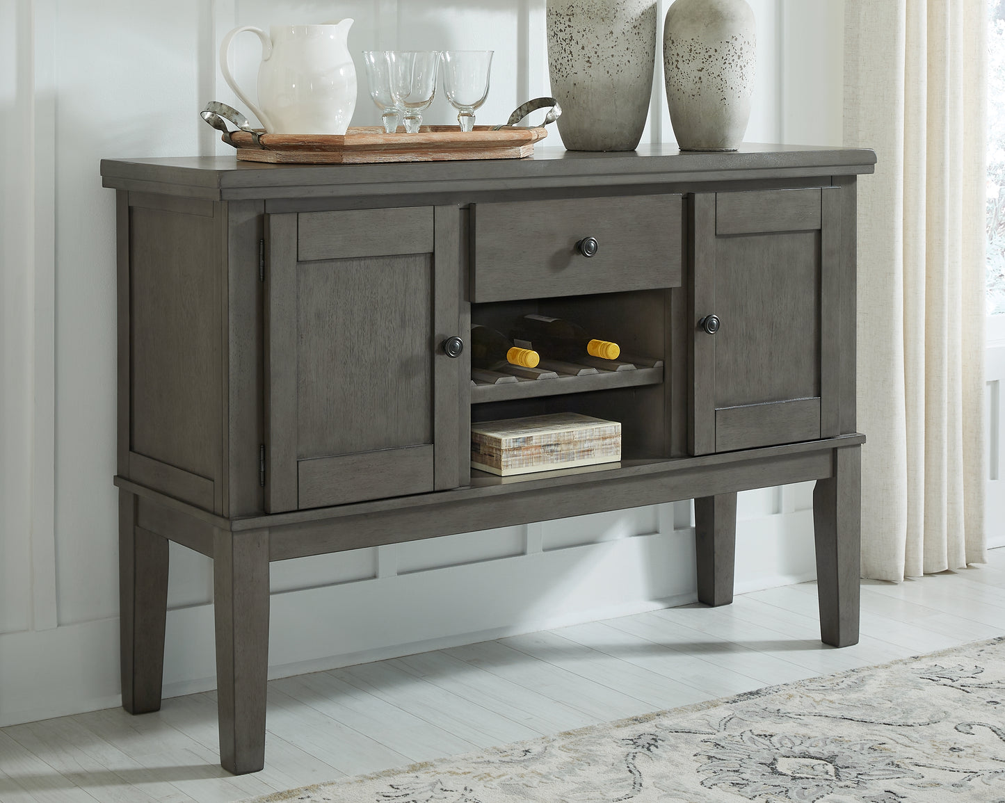Bradenton Furniture Outlet - Ashley Furniture - Hallanden Dining Room - Dining Room Server / Gray / 56"W x 18"D x 38"H - D589-60