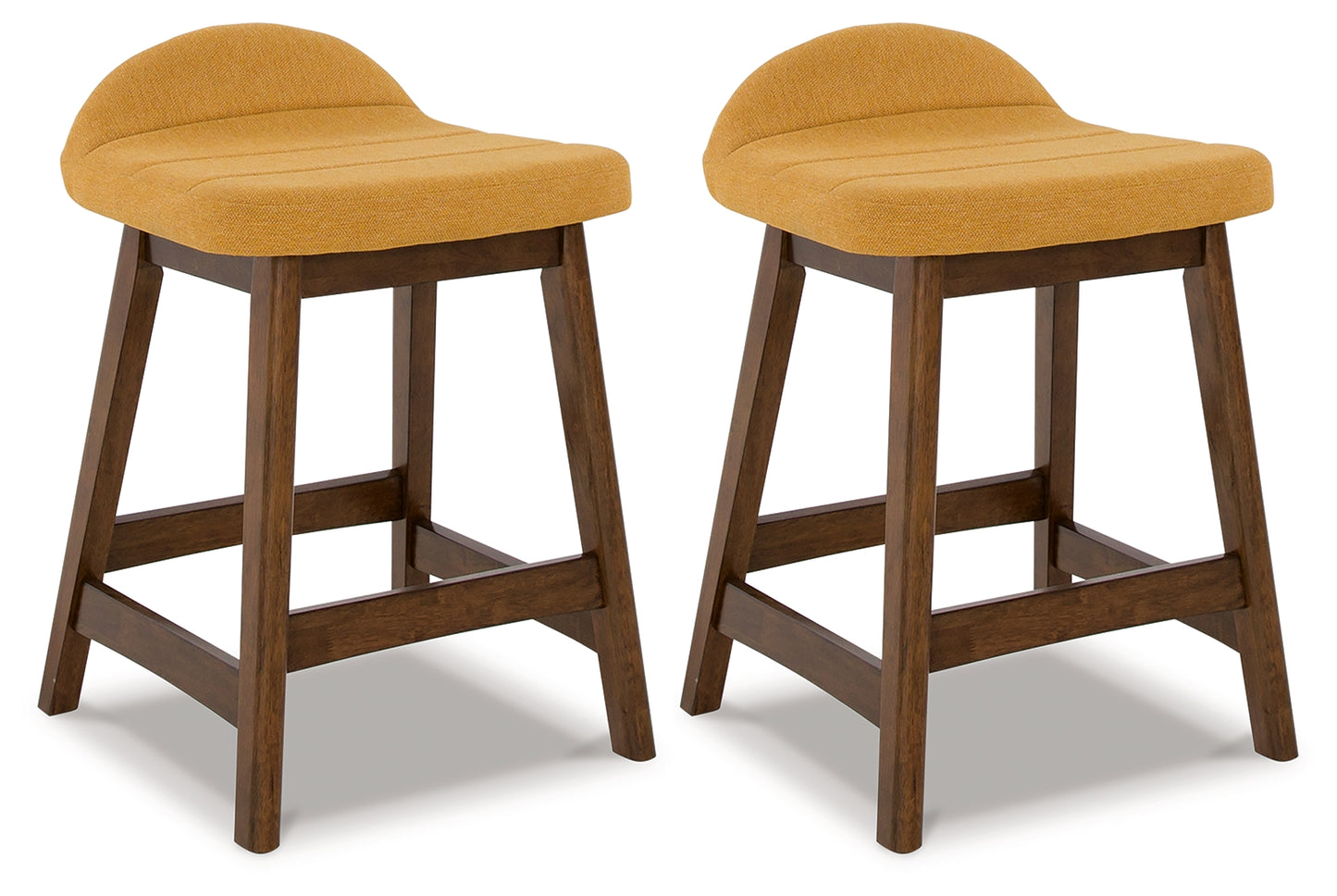 Bradenton Furniture Outlet - Ashley Furniture - Lyncott Dining Room - Counter Height Bar Stool (Set of 2) / Mustard/Brown - D615-424X2