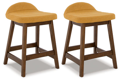 Bradenton Furniture Outlet - Ashley Furniture - Lyncott Dining Room - Counter Height Bar Stool (Set of 2) / Mustard/Brown - D615-424X2