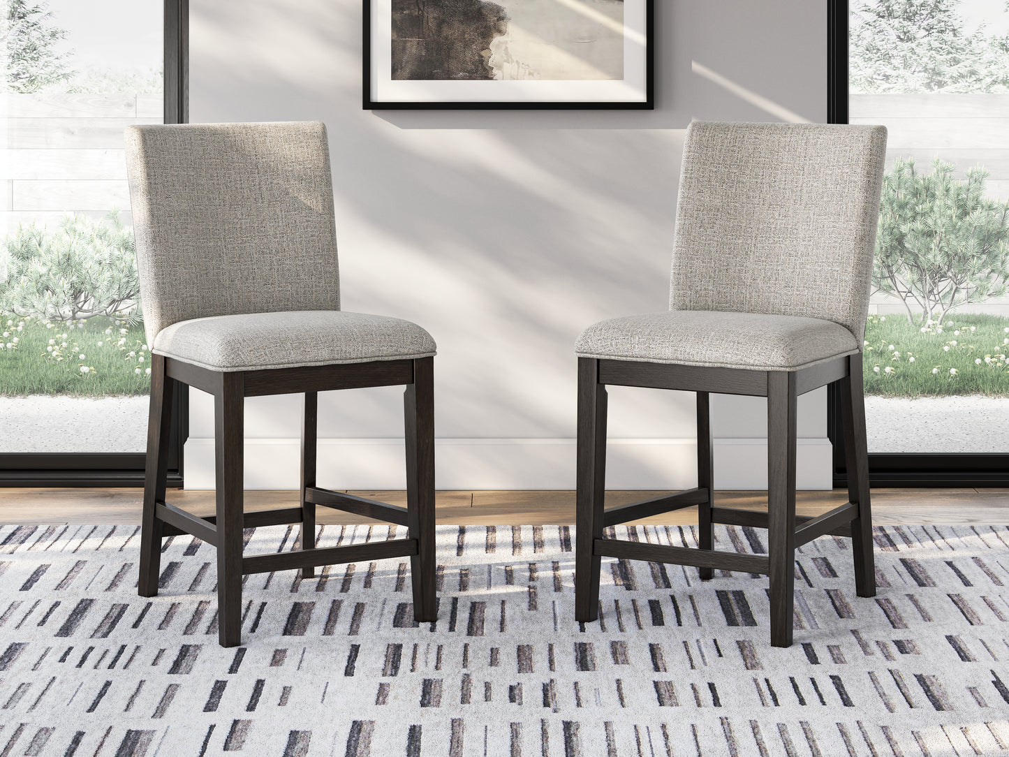 Bradenton Furniture Outlet - Ashley Furniture - Neymorton Dining Room - Counter Height Barstool (Set of 2) / Dark Grayish Brown - D618-124X2