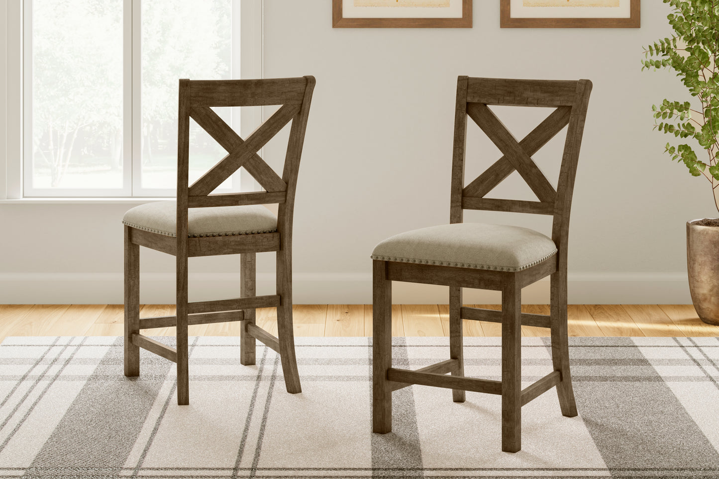 Bradenton Furniture Outlet - Ashley Furniture - Moriville Dining Room - Counter Height Bar Stool (Set of 2) / Beige - D631-124X2