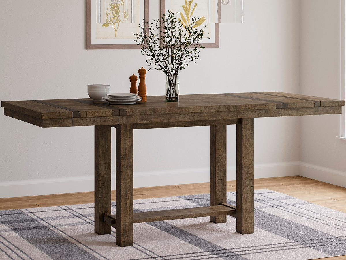 Bradenton Furniture Outlet - Ashley Furniture - Moriville Dining Room - RECT DRM Counter EXT Table / Grayish Brown - D631-32