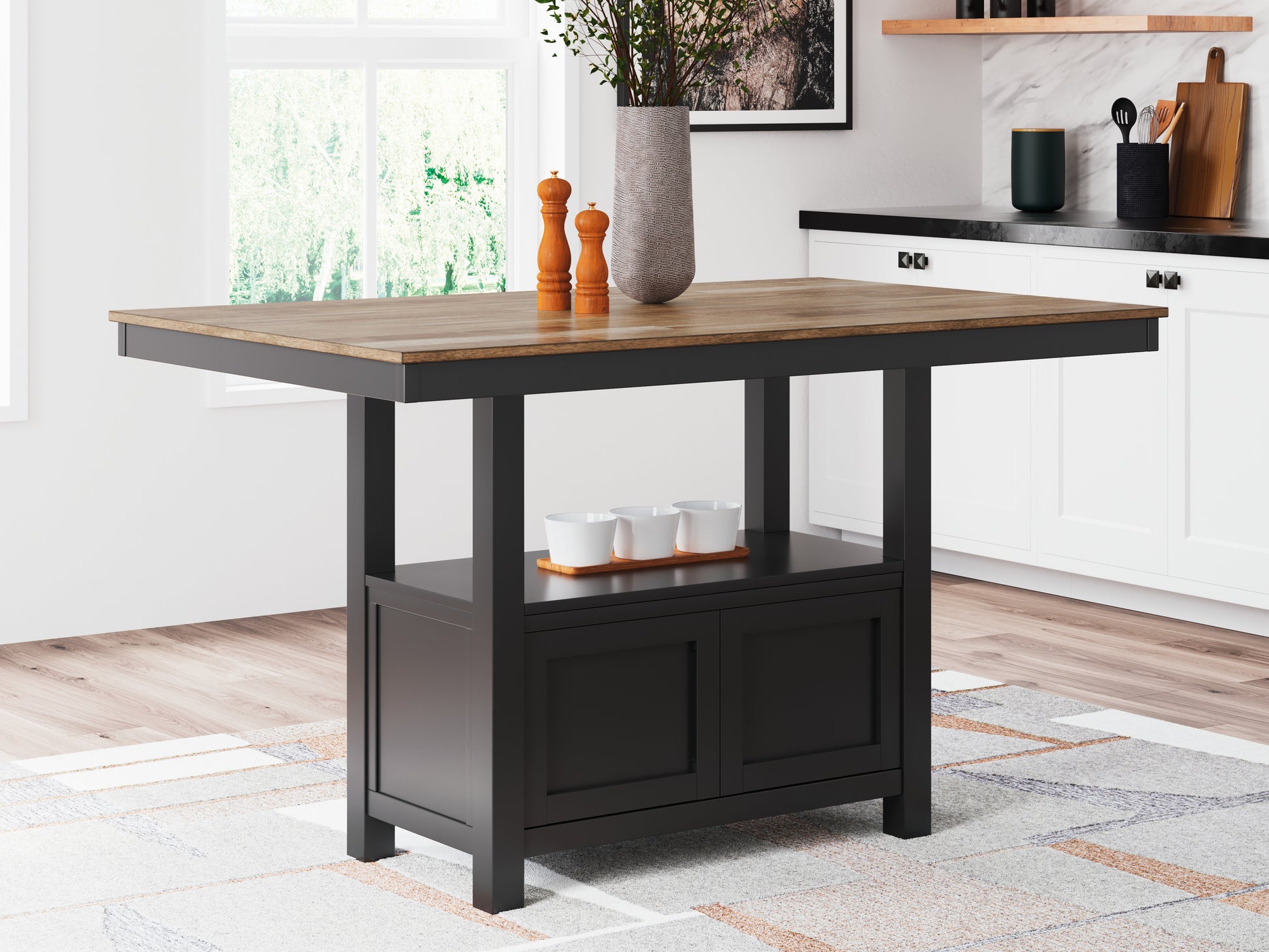 Bradenton Furniture Outlet - Ashley Furniture - Wildenauer Dining Room - RECT Dining Room Counter Table / Brown/Black - D634-13