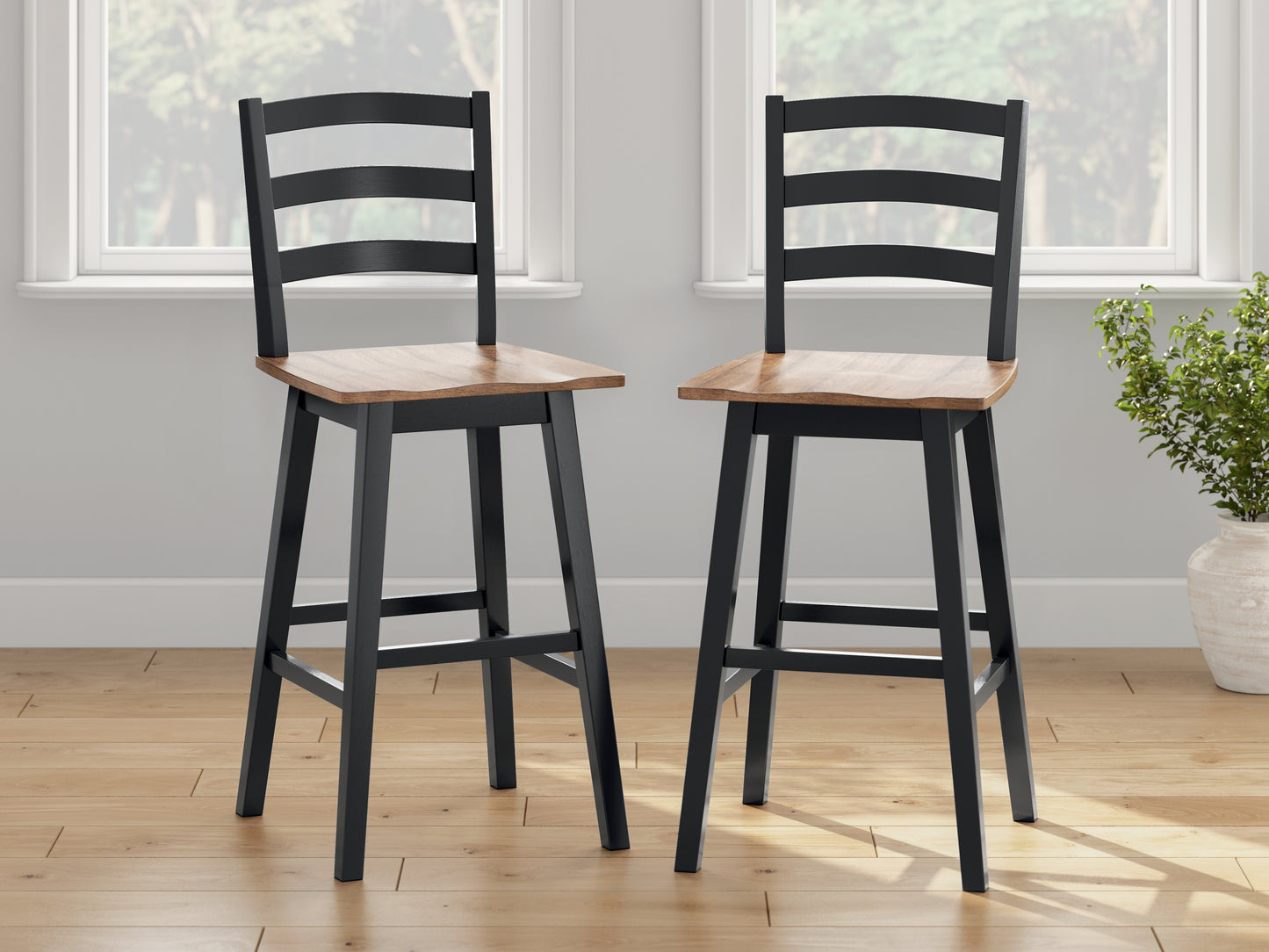 Bradenton Furniture Outlet - Ashley Furniture - Wildenauer Dining Room - Bar Height Barstool (Set of 2) / Brown/Black - D634-230X2