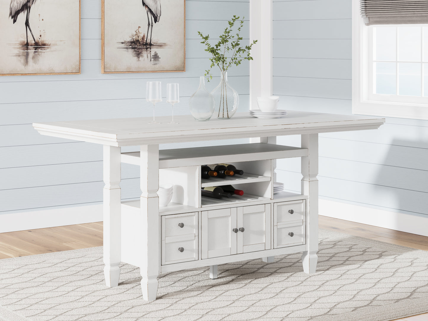 Bradenton Furniture Outlet - Ashley Furniture - Robbinsdale Dining Room - Counter Height Dining Table / Antique White / 36"W x 72"D x 37"H - D642D7