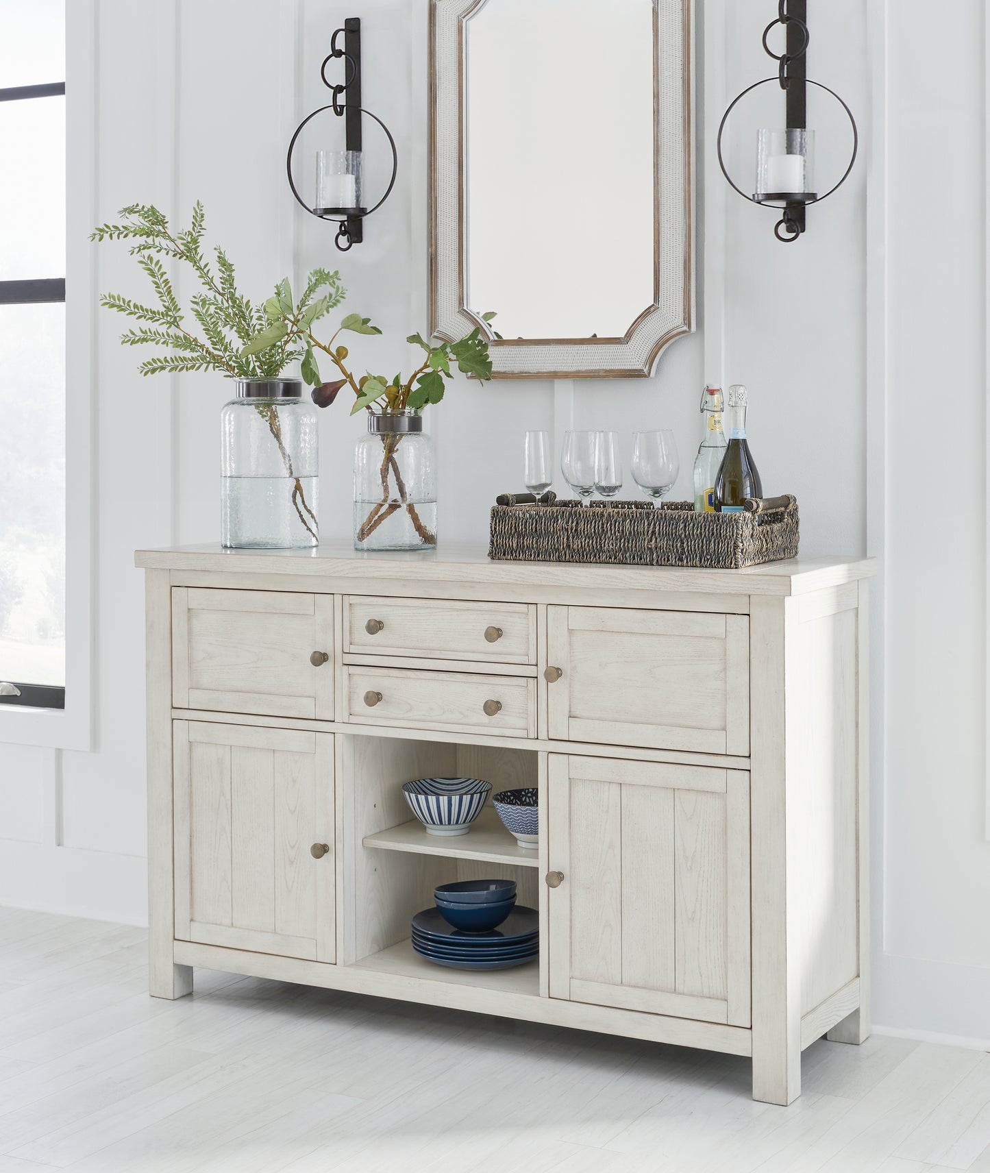 Bradenton Furniture Outlet - Ashley Furniture - Robbinsdale Dining Room - Dining Room Server / Antique White / 56"W x 18"D x 36"H - D642-60