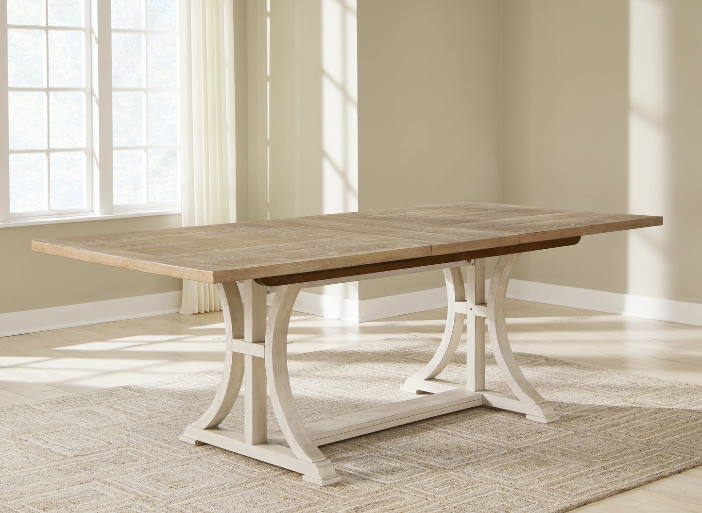 Bradenton Furniture Outlet - Ashley Furniture - Shaybrock Dining Room - RECT Dining Room EXT Table / Antique White/Brown - D683-35