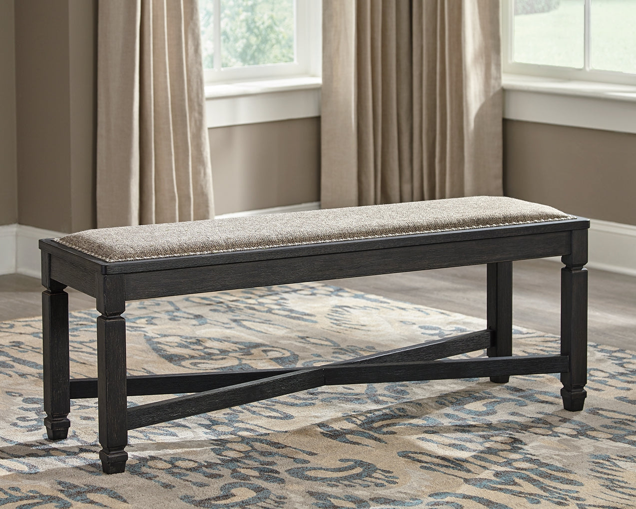Bradenton Furniture Outlet - Ashley Furniture - Tyler Creek Dining Room - DBL Counter UPH Bench (1/CN) / Antique Black / 42"W x 15"D x 24"H - D736-09