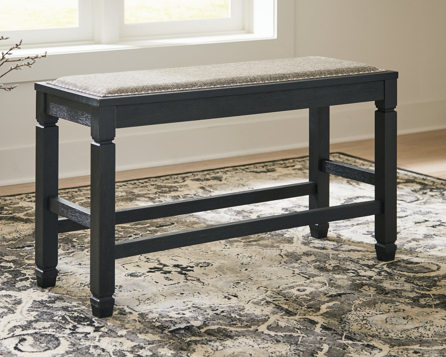 Bradenton Furniture Outlet - Ashley Furniture - Tyler Creek Dining Room - DBL Counter UPH Bench (1/CN) / Antique Black / 42"W x 15"D x 24"H - D736-09