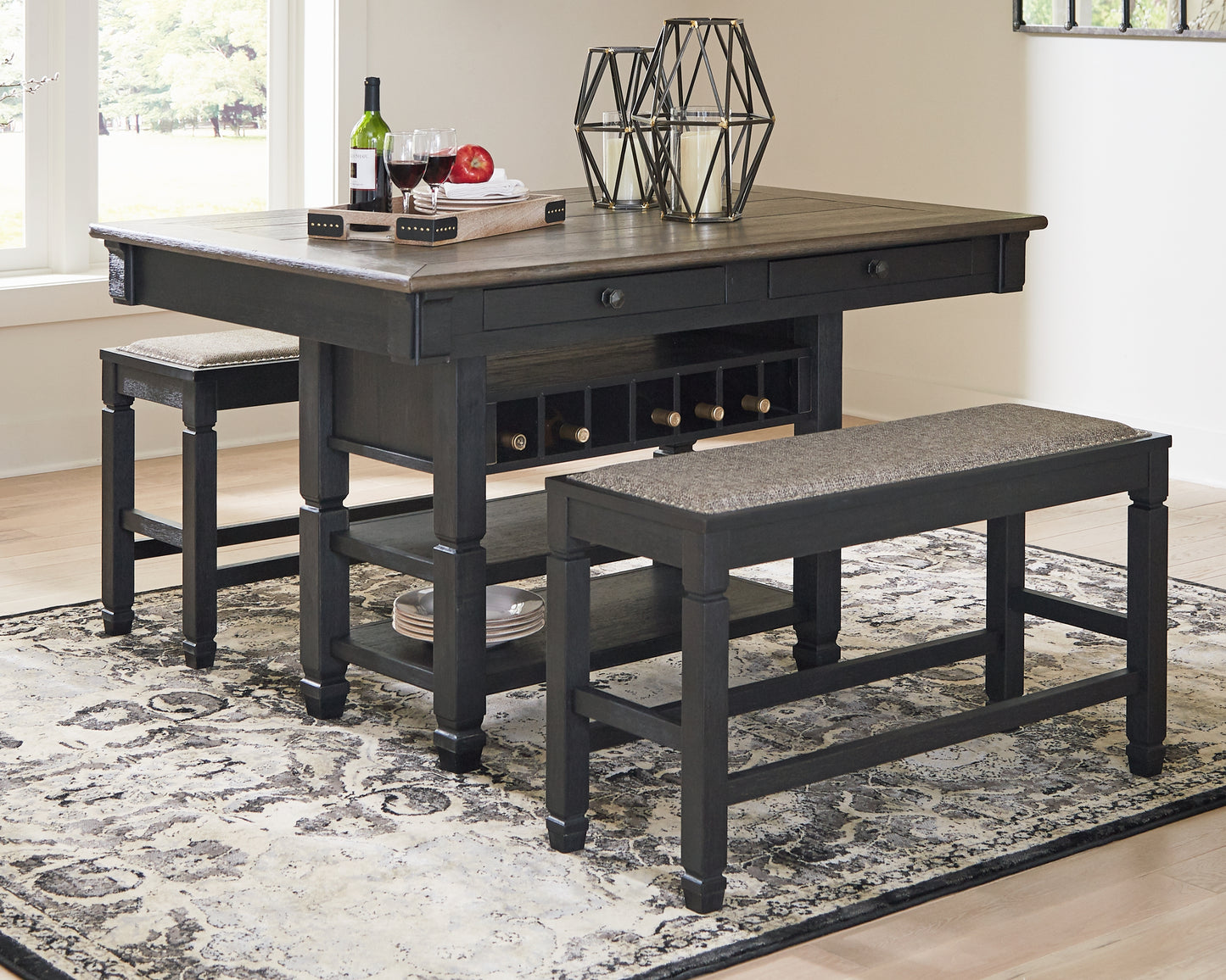 Bradenton Furniture Outlet - Ashley Furniture - Tyler Creek Dining Room - RECT Dining Room Counter Table / Black/Gray / 60"W x 40"D x 36"H - D736-32