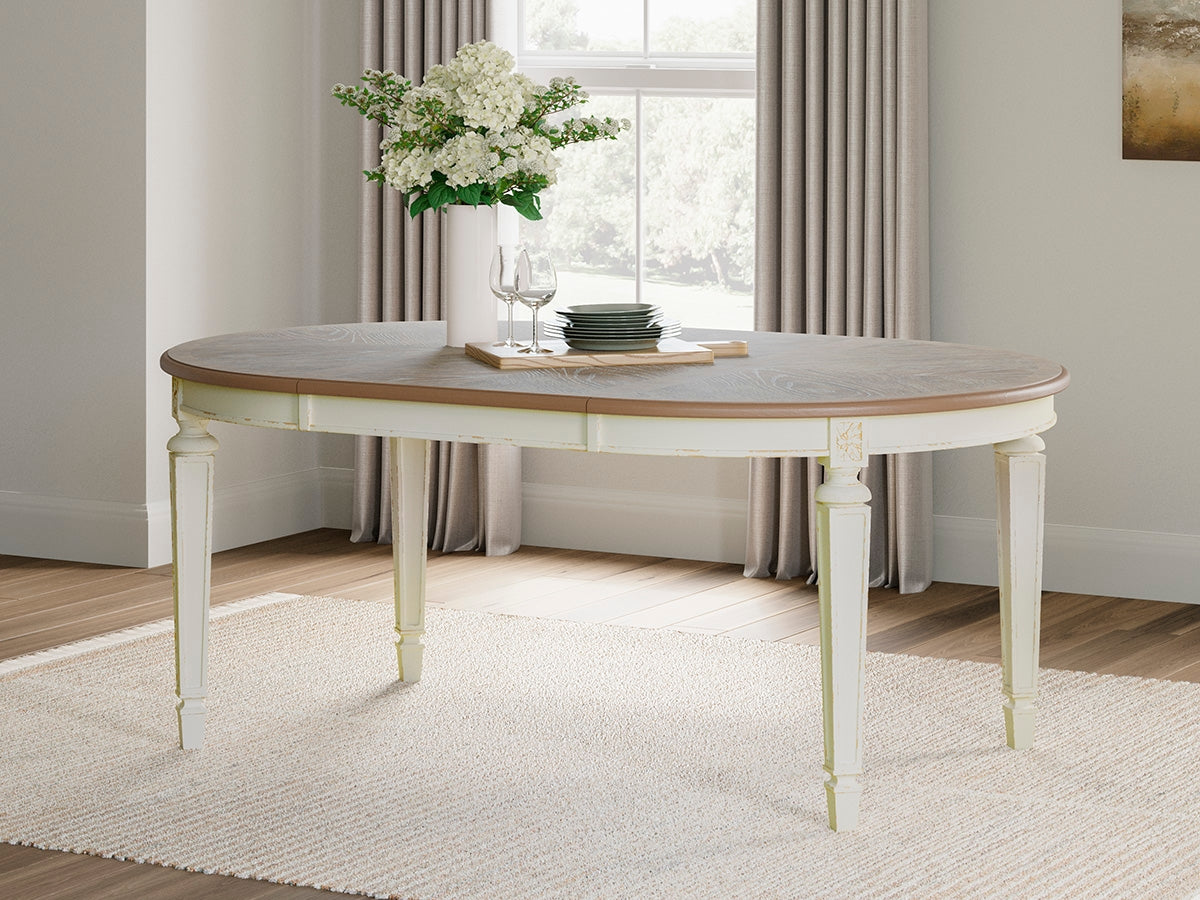 Bradenton Furniture Outlet - Ashley Furniture - Realyn Dining Room - Oval Dining Room EXT Table / Chipped White - D743-35
