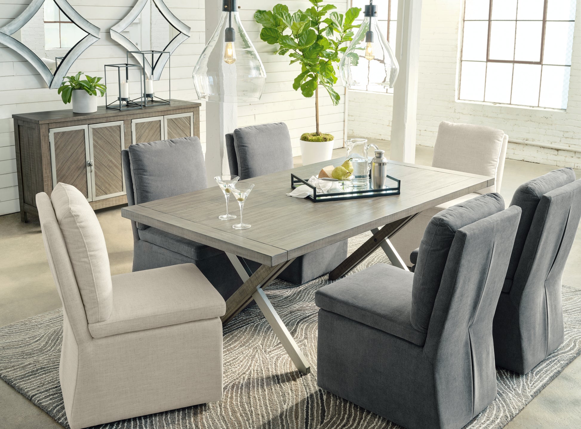 Bradenton Furniture Outlet - Ashley Furniture - Krystanza Dining Room - Rectangular Dining Room Table / Weathered Gray - D766-25