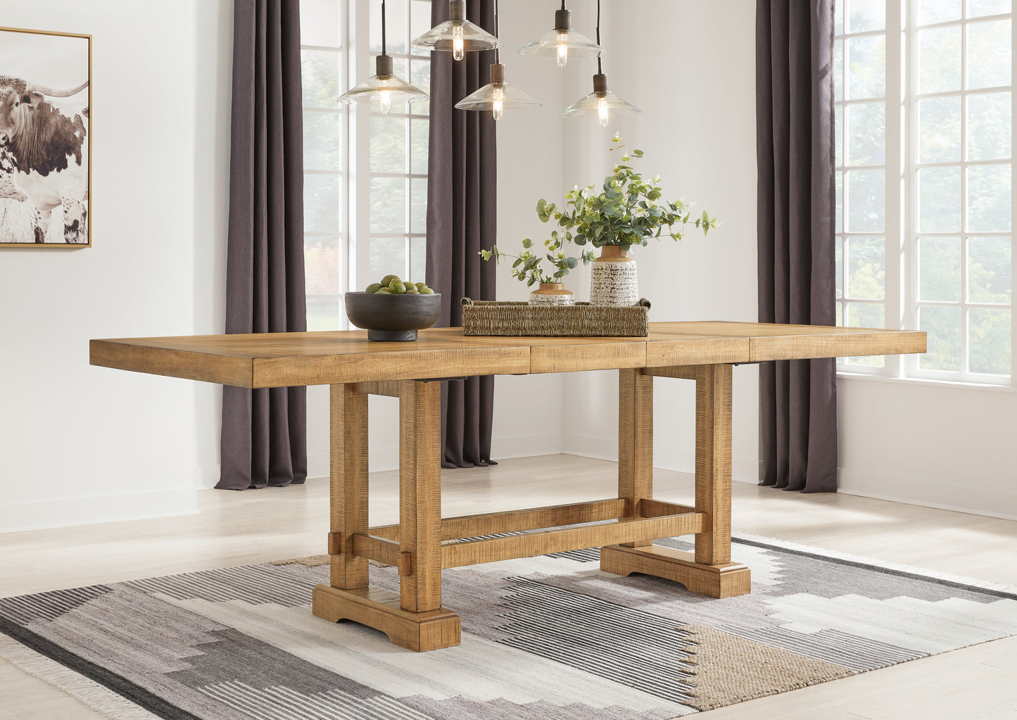 Bradenton Furniture Outlet - Ashley Furniture - Havonplane Dining Room - RECT DRM Counter EXT Table / Brown / 42"W x 108"D x 36"H - D773-32