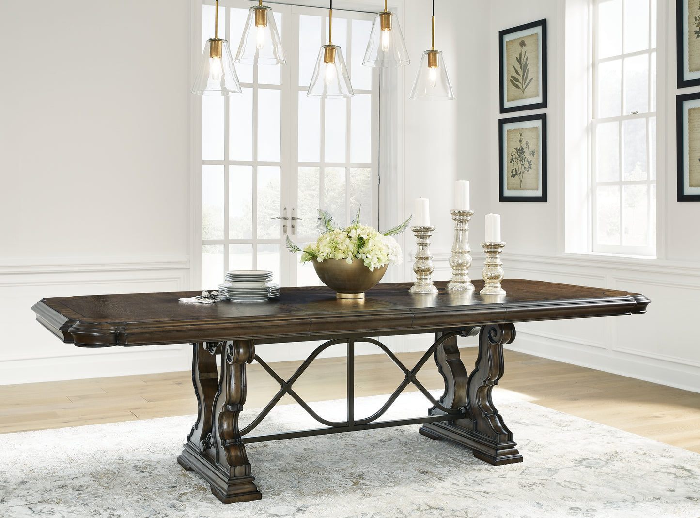 Bradenton Furniture Outlet - Ashley Furniture - Maylee Dining Room - Dining Extension Table / Dark Brown / 44"W x 108.5"D x 30"H - D947D5