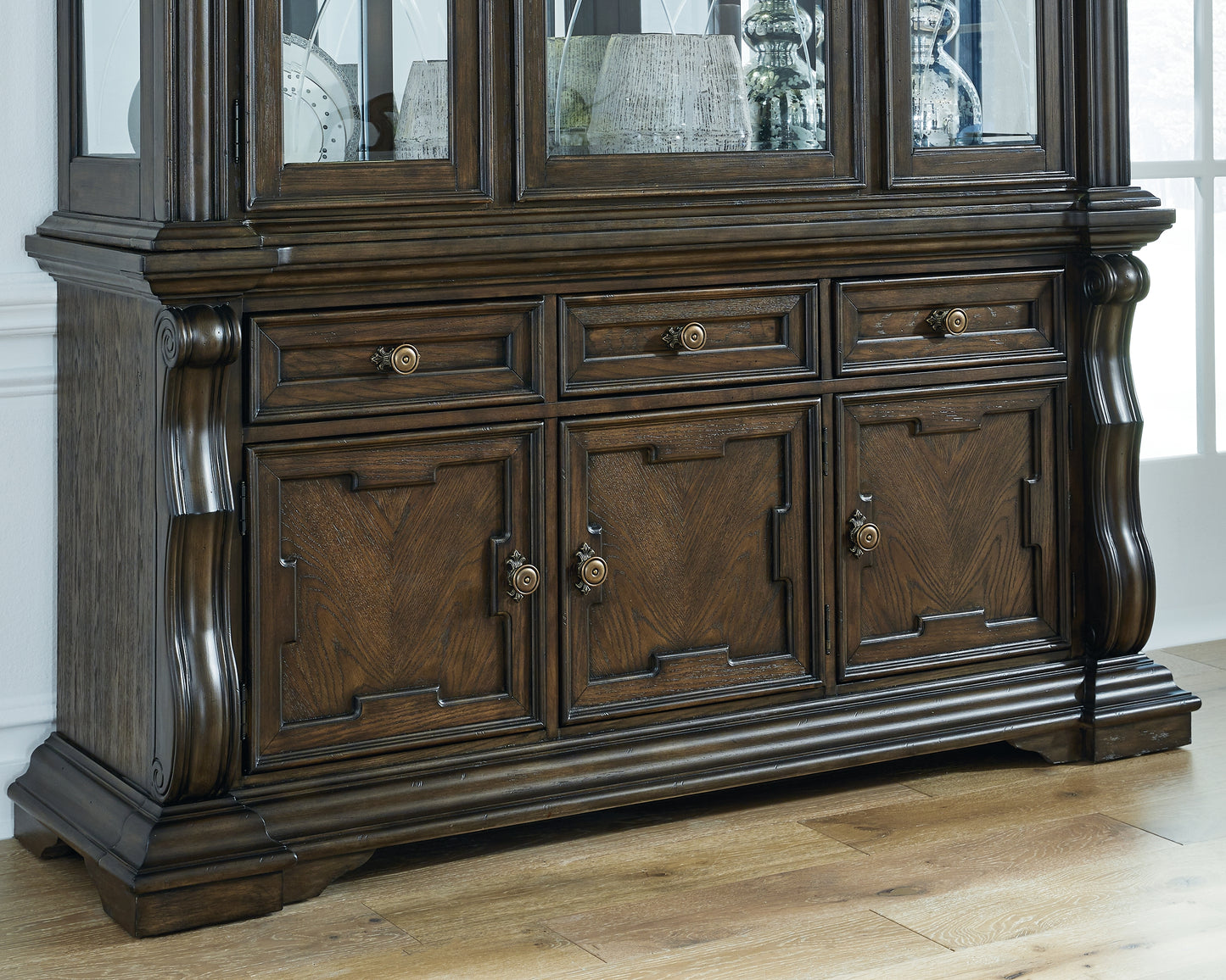 Bradenton Furniture Outlet - Ashley Furniture - Maylee Dining Room - Dining Room Buffet / Dark Brown / 72"W x 21"D x 34"H - D947-80