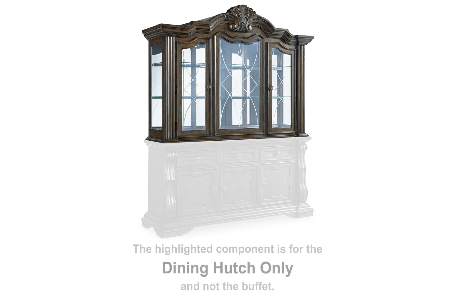 Bradenton Furniture Outlet - Ashley Furniture - Maylee Dining Room - Dining Room Hutch / Dark Brown / 72"W x 21"D x 55"H - D947-81