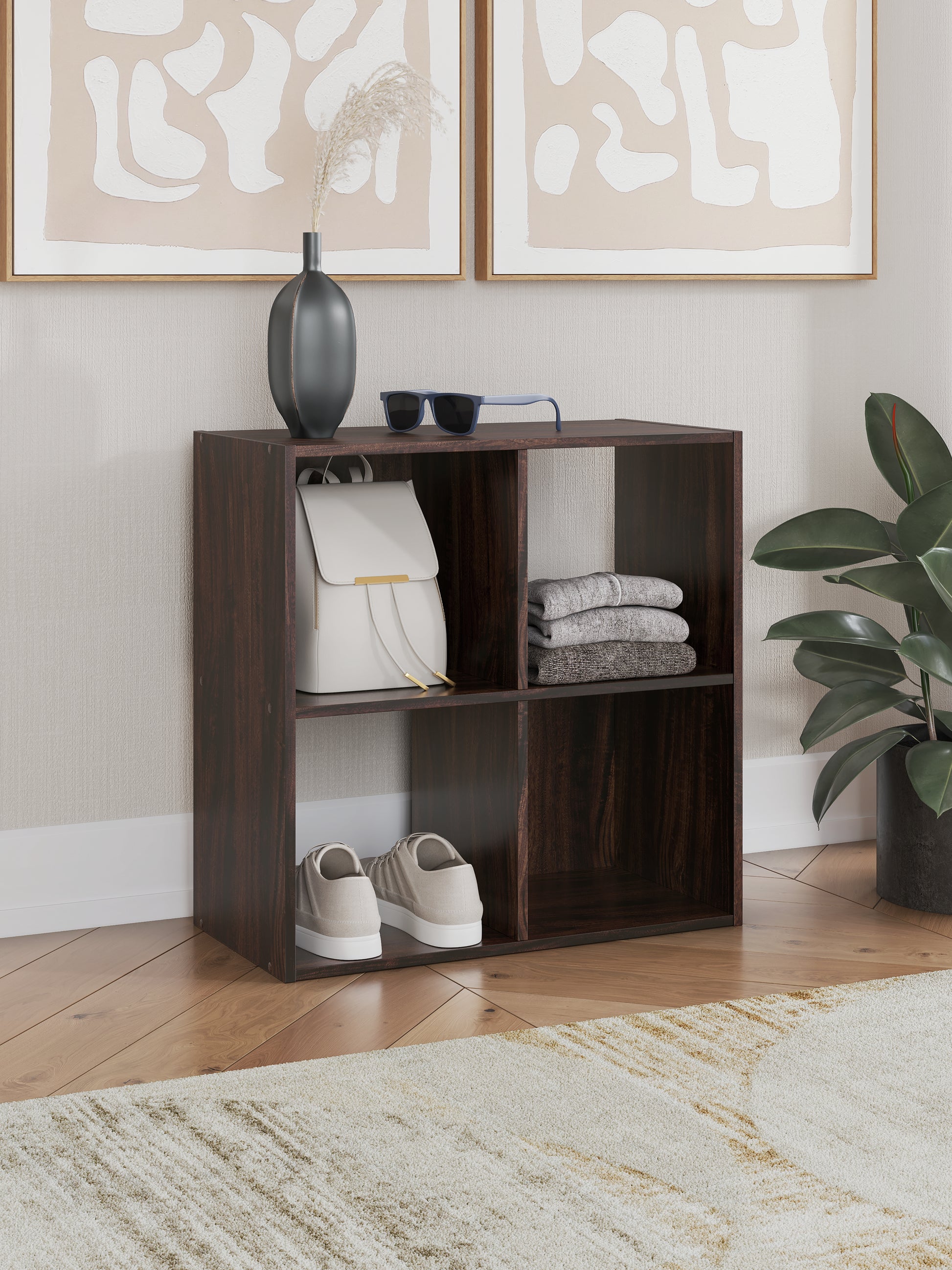 Bradenton Furniture Outlet - Ashley Furniture - Glosmount Four Cube Organizer - Four Cube Organizer / Cherry/Light Brown - EA1055-2X2