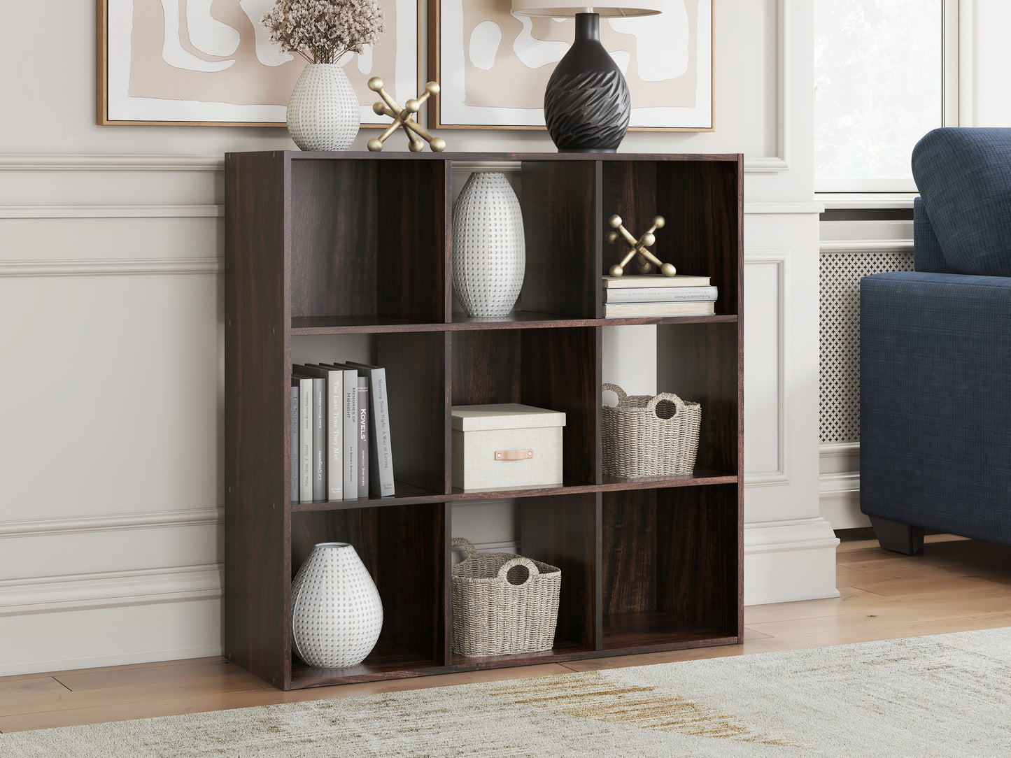 Bradenton Furniture Outlet - Ashley Furniture - Glosmount Nine Cube Organizer - Nine Cube Organizer / Cherry/Light Brown - EA1055-3X3