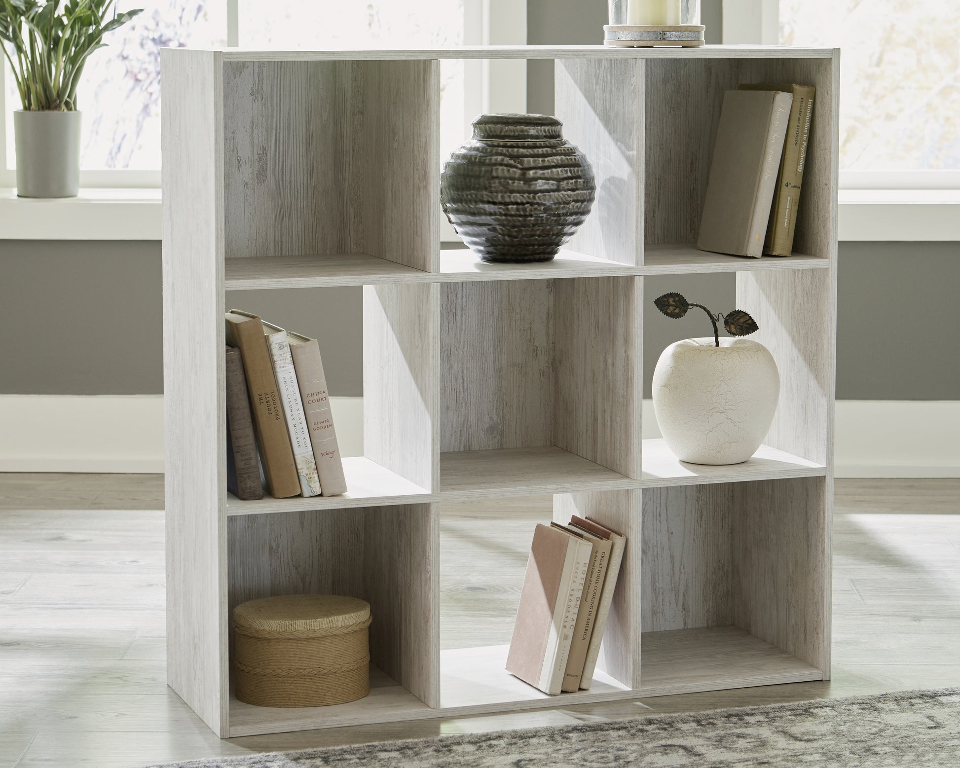 Bradenton Furniture Outlet - Ashley Furniture - Paxberry Nine Cube Organizer - Nine Cube Organizer / Whitewash - EA1811-3X3