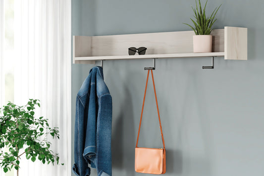 Bradenton Furniture Outlet - Ashley Furniture - Socalle Wall Decor - Wall Mounted Coat Rack w/Shelf / Light Natural - EA1864-151