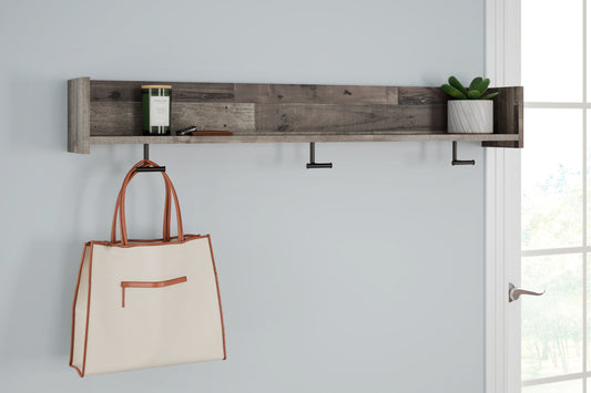 Bradenton Furniture Outlet - Ashley Furniture - Neilsville Wall Decor - Wall Mounted Coat Rack w/Shelf / Whitewash - EA2320-151