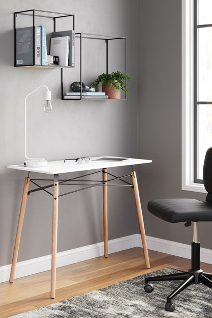 Bradenton Furniture Outlet - Ashley Furniture - Jaspeni Office Desk - Home Office Desk / White/Natural - H020-110