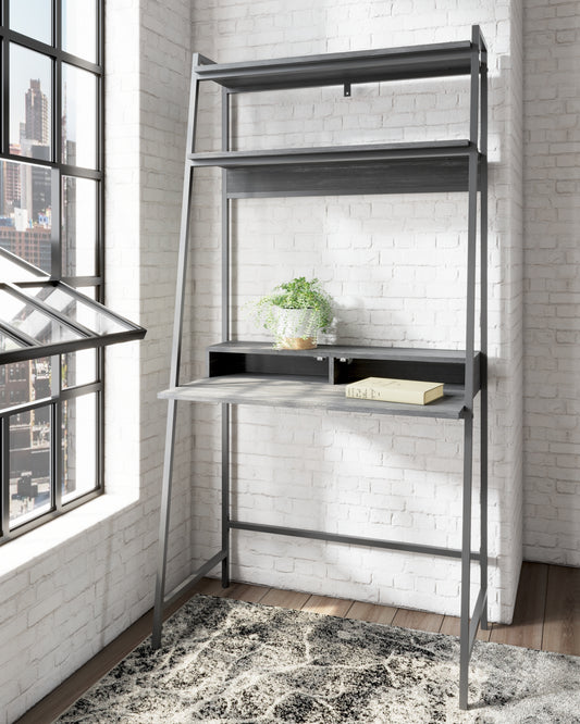 Bradenton Furniture Outlet - Ashley Furniture - Yarlow Office Desk - Home Office Desk and Shelf / Black - H215-27