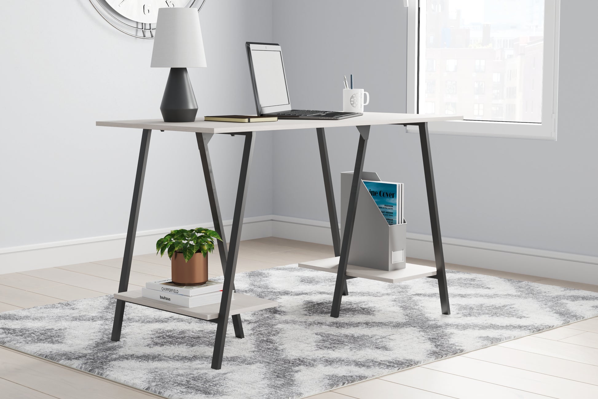 Bradenton Furniture Outlet - Ashley Furniture - Bayflynn Office Desk - Home Office Desk / White/Black - H288-27