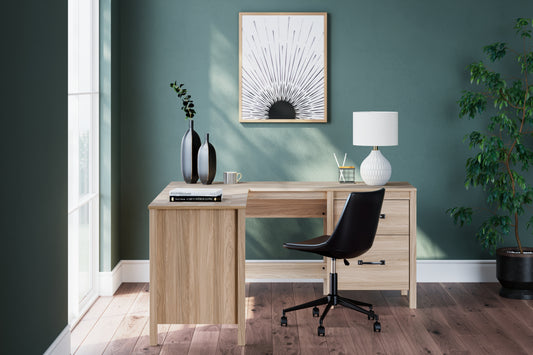 Bradenton Furniture Outlet - Ashley Furniture - Battelle Office Desk - 60" Home Office Desk with Return / Tan - H3929H1